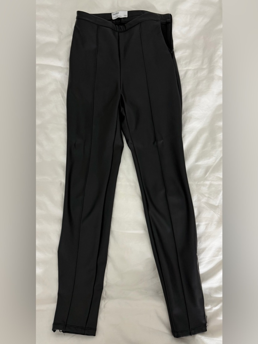 Bershka Women's Skinny Leather Pants in Black